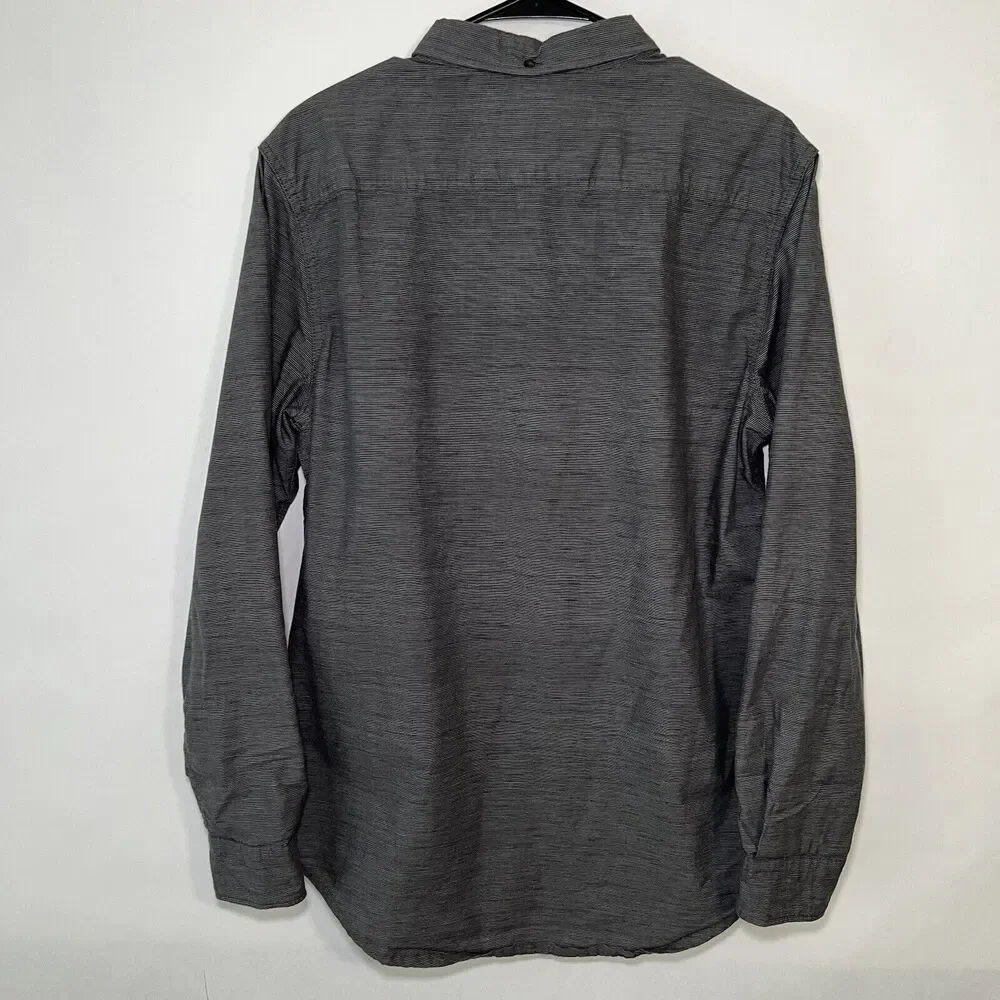 Quiksilver Modern Fit Button Down Shirt Mens Size M Medium Gray Long Sleeve EUC